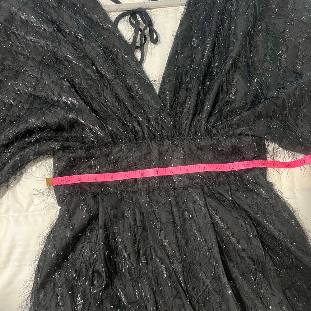 Mable Black Jumpsuit Plunging Neckline Bat Sleeves Wide leg Party SZ S NWOT - Picture 9 of 10